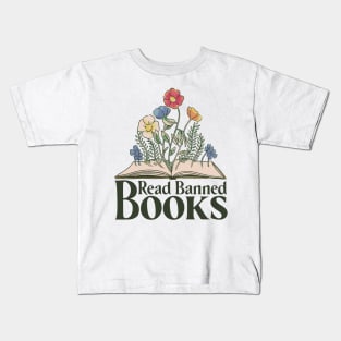 Wildflowers Coming Out of Book Design Kids T-Shirt